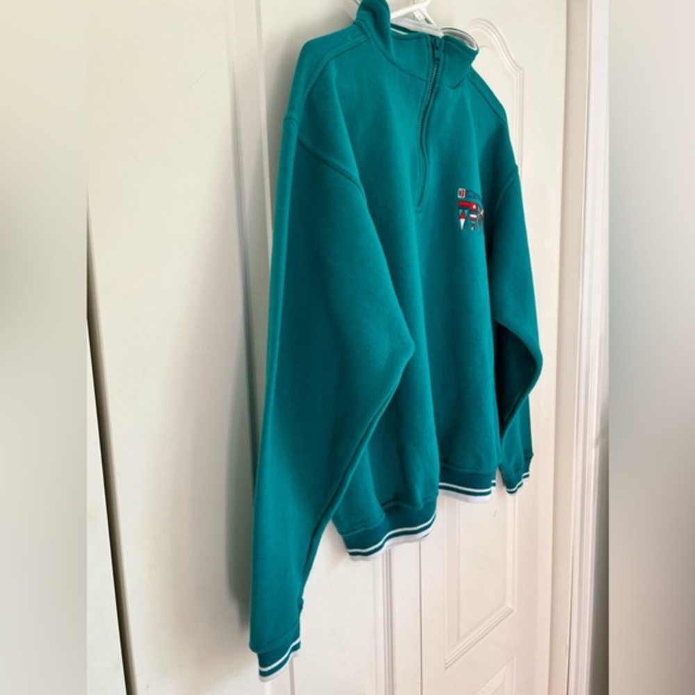 Carnival Vintage Quarter-Zip Sweatshirt.  Size S-M. Teal in Color. LIKE NEW - Picture 3 of 5